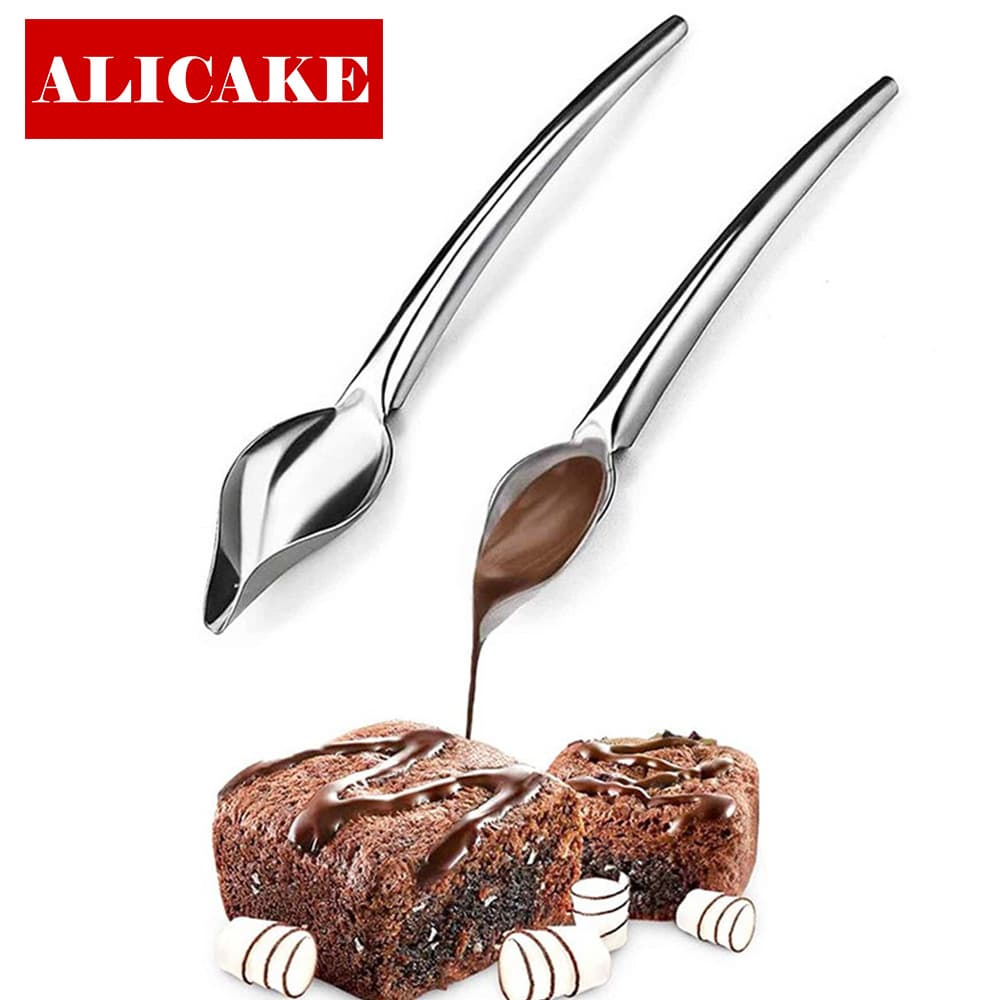 Stainless Steel Chocolate Spoon for Writing and Decorating Pastries, Chocolate Molding Tool, Lead Pencil Floral Pattern Design