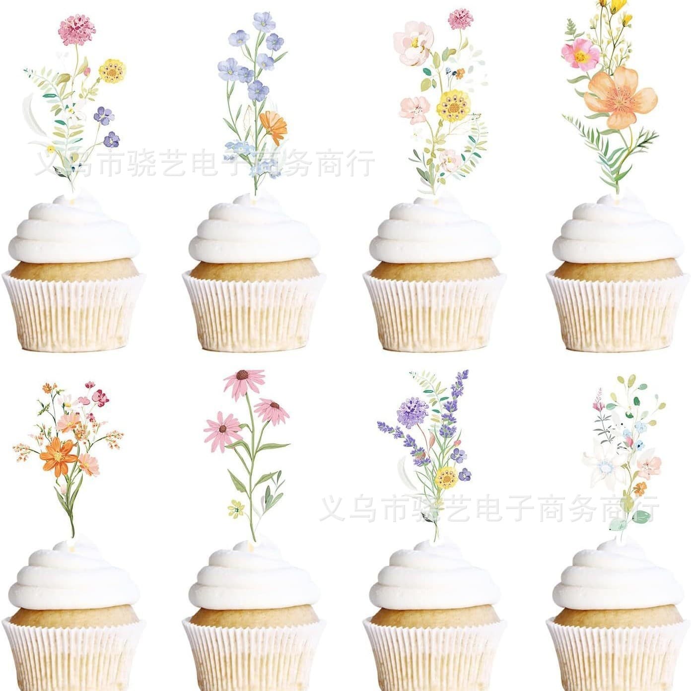 36-Piece Wildflower Cake Toppers, Wildflower Theme Birthday Party Cake Decoration Picks, Wildflower Cake Insert Sticks