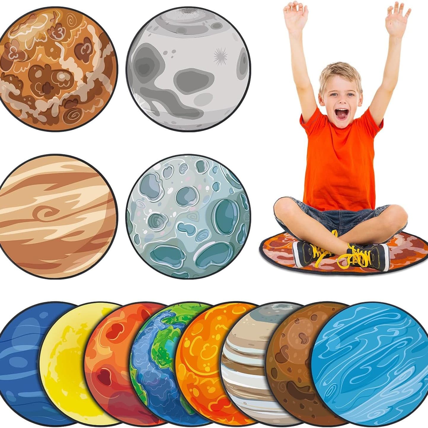 Cross-border Stock Cartoon Style Cute Floor Mat Classroom Round Mat Wear-resistant, Stain-resistant, Easy to Clean Children's Play Mat for Wholesale