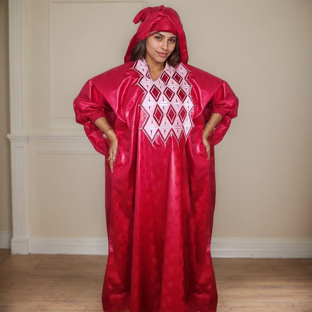 Cross-border African women's large size full-craft jacquard robe turban Amazon AliExpress loose dress