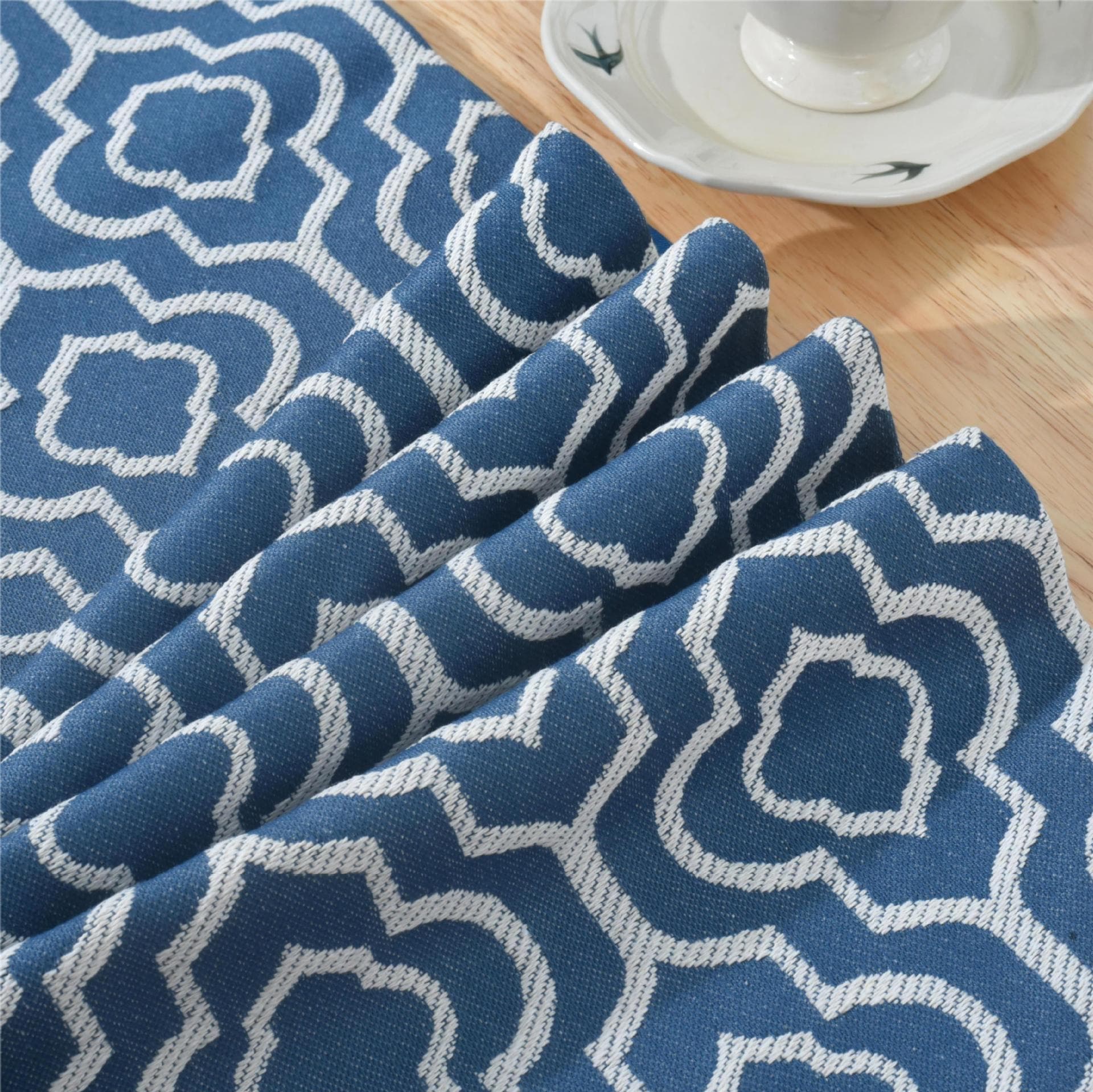 Tea Table, TV Cabinet, Shoe Cabinet Cover Cloth, Cotton Linen Jacquard Table Runner, Moroccan Style Long Tablecloth, Bed End Cloth