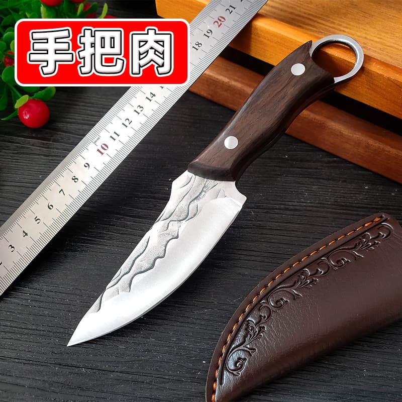 Portable Outdoor Tactical Knife Stainless Steel Handle Camping Barbecue Meat Eating Small Knife Handheld Flesh Cutter