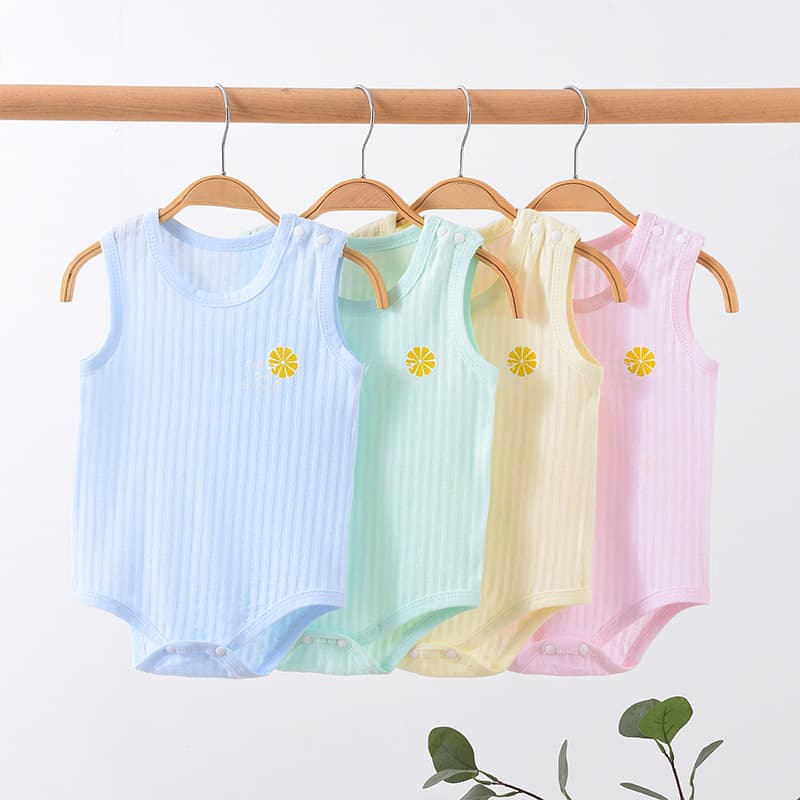 Summer Thin Cotton Baby Romper Unisex Newborn Wrap Bottom Clothes Sleepwear Sleeveless Triangle Crawler Pure Cotton Onesie