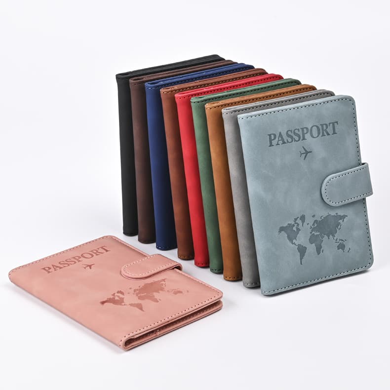 2023 Cross-Border New Anti-Magnetic RFID Color-Changing PU Map Multi-Function Passport Cover, Ticket and Card Holder Factory Direct