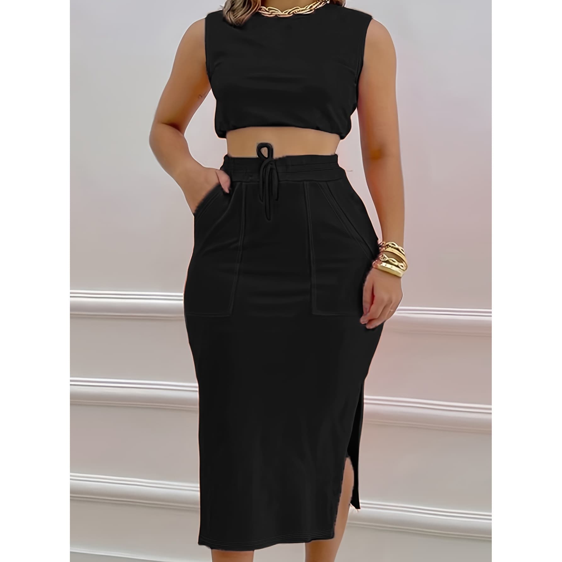Z 42016L Women's Round Neck Top Set