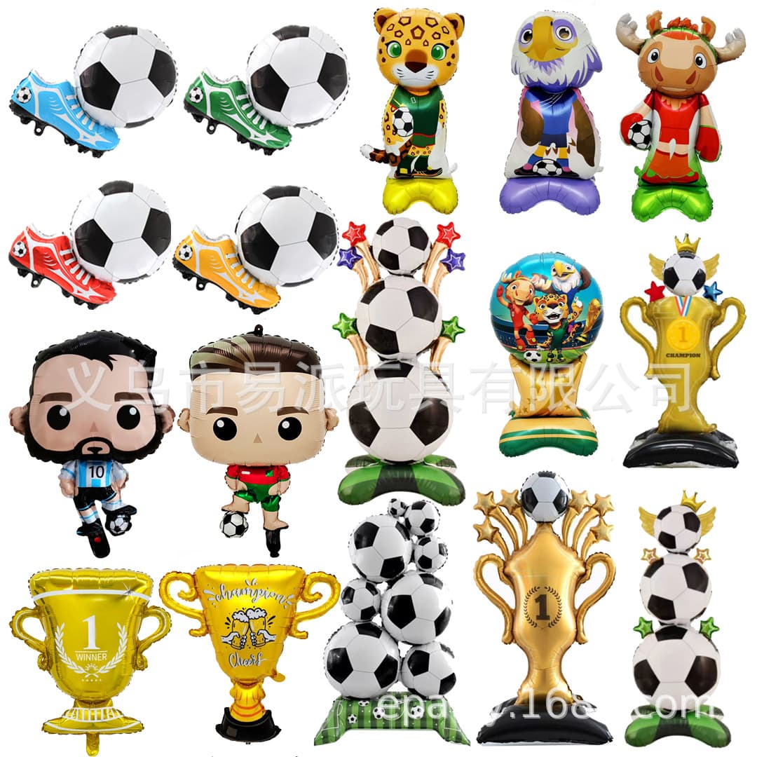 New Large Standing Soccer Balloon World Cup Soccer Golden Boot Award Sports Balloon Decoration Aluminum Foil Balloon