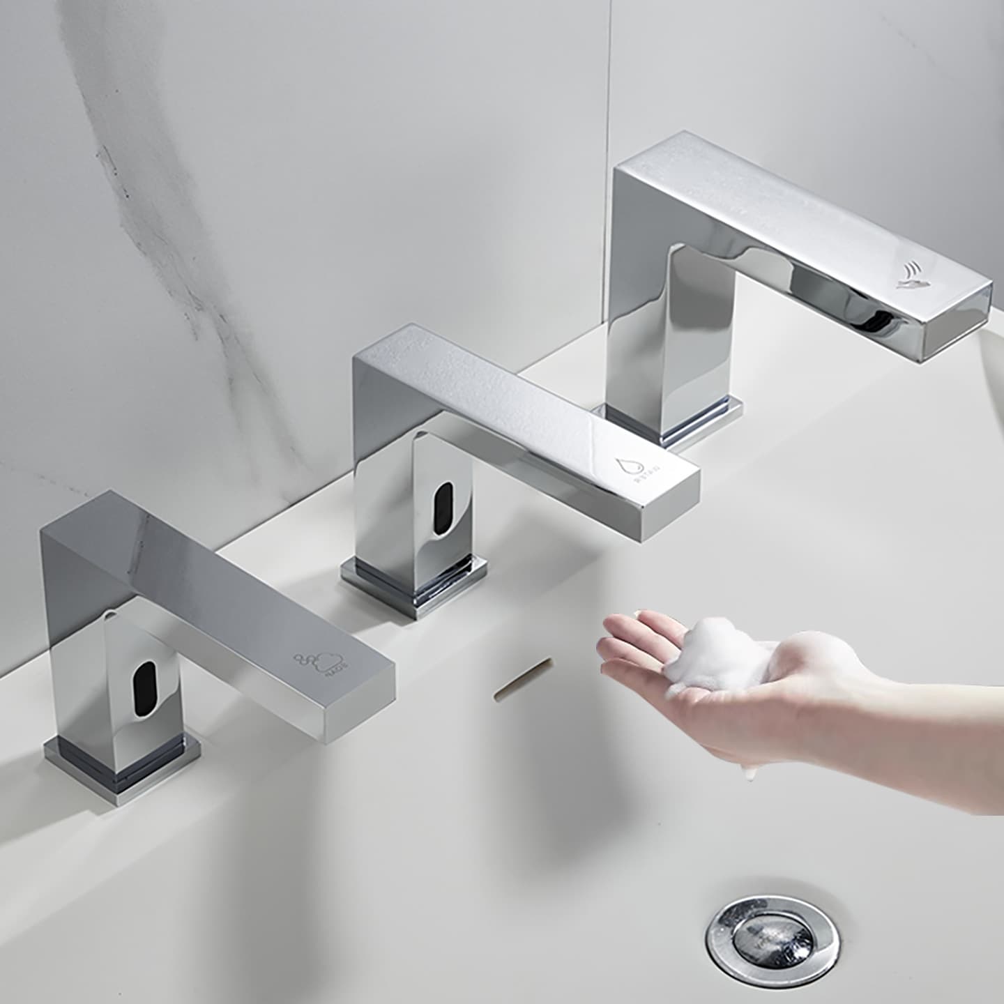 Countertop Sensor Soap Dispenser Faucet Combo Three-in-One Drying and Soap Dispenser Wall-Mounted Restroom Hand Dryer Quick Dry