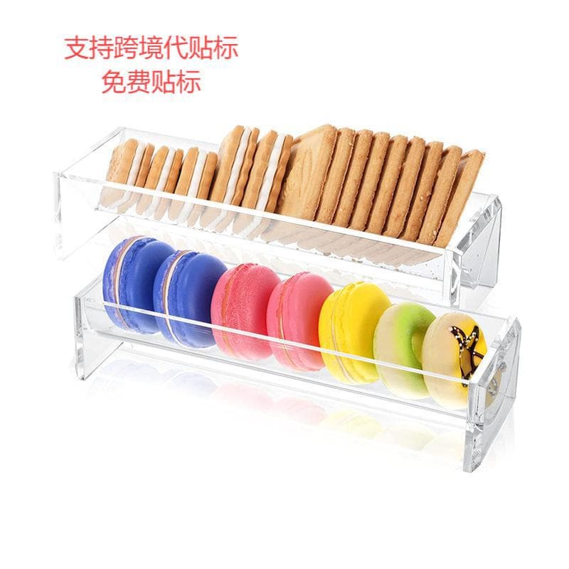Simple European style acrylic rectangular tray for restaurant dessert and cookie storage, fruit and food display rack.