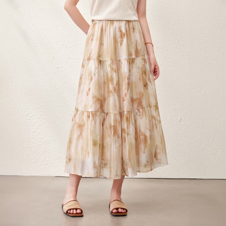 [Neon Dance] Euro-style floral light and fluffy skirt, slim and beautiful plus size women's clothing for fat mm, new summer style