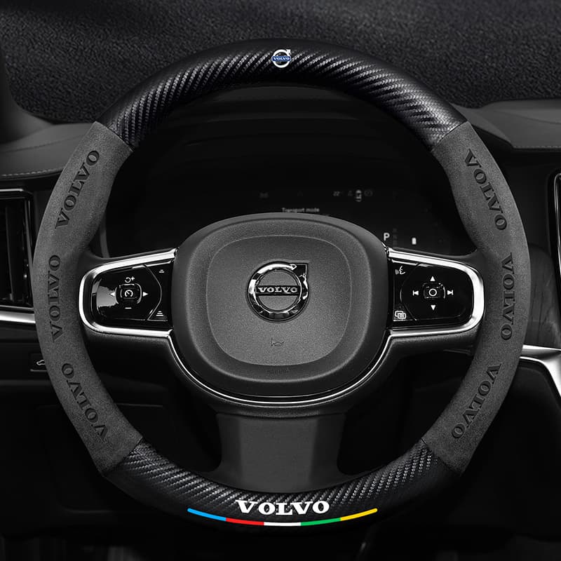 Suede Carbon Fiber Steering Wheel Cover for Volvo XC60 S90 XC90 S60 XC40 S40