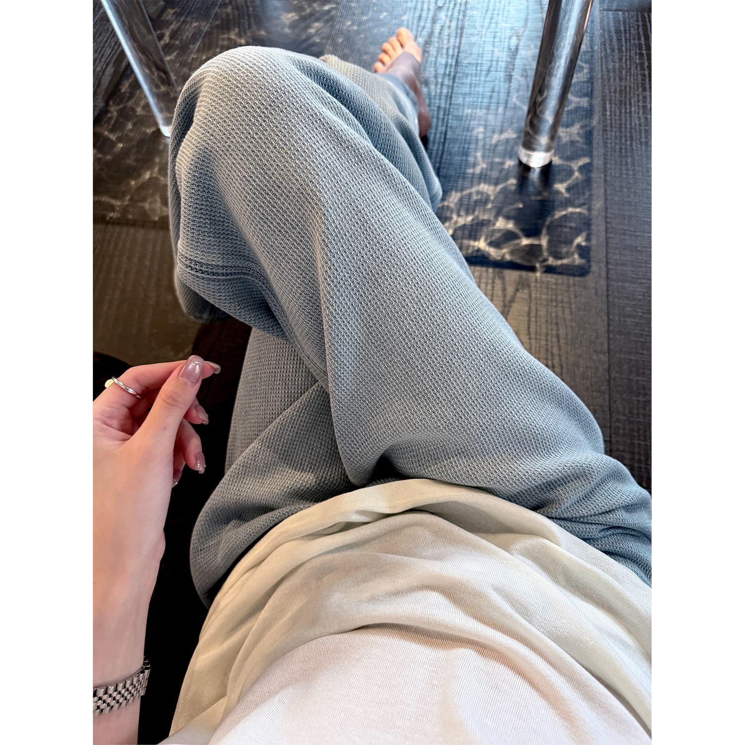 26ss heavy-duty mesh jacquard texture jeans for women spring lyocell cotton versatile straight pants H032401