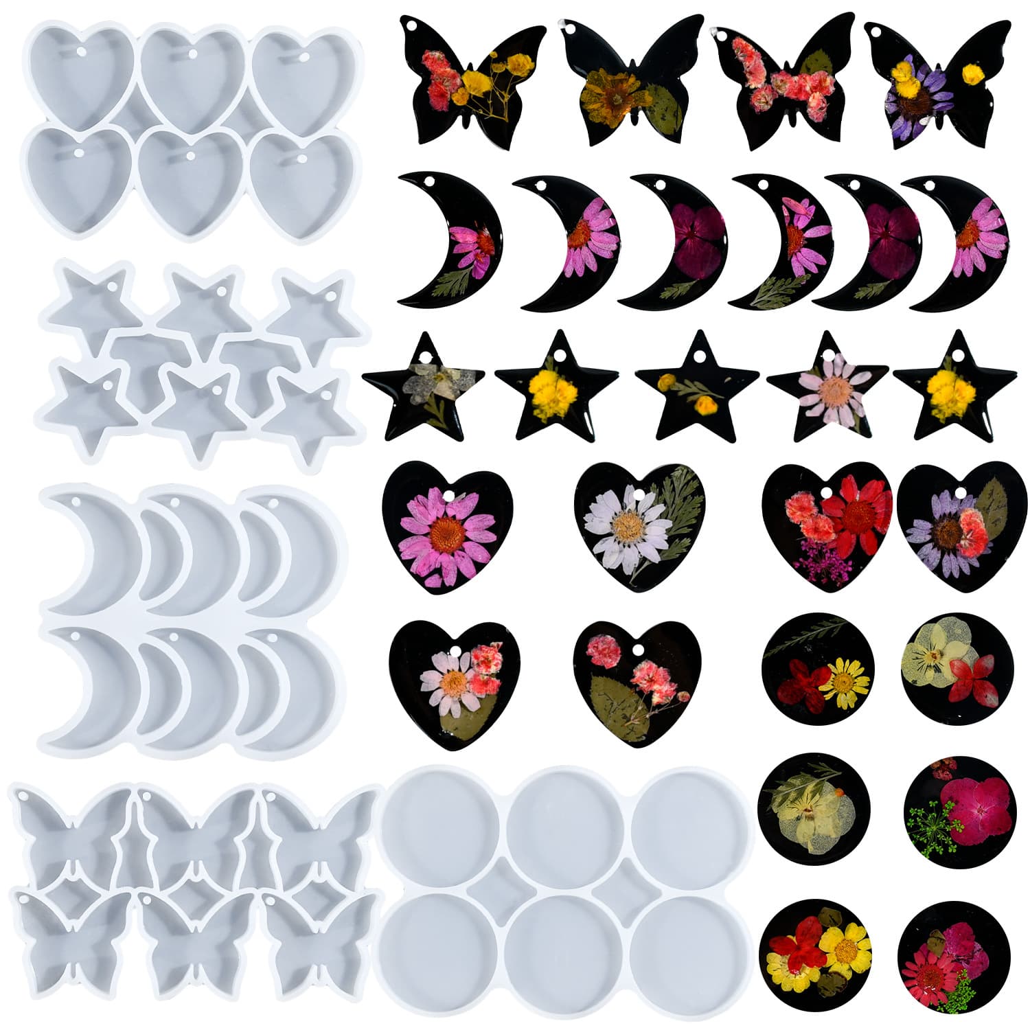 Proud DIY Epoxy Resin Mold Butterfly Heart Moon Earring Pendant Silicone Mold Keychain Accessories