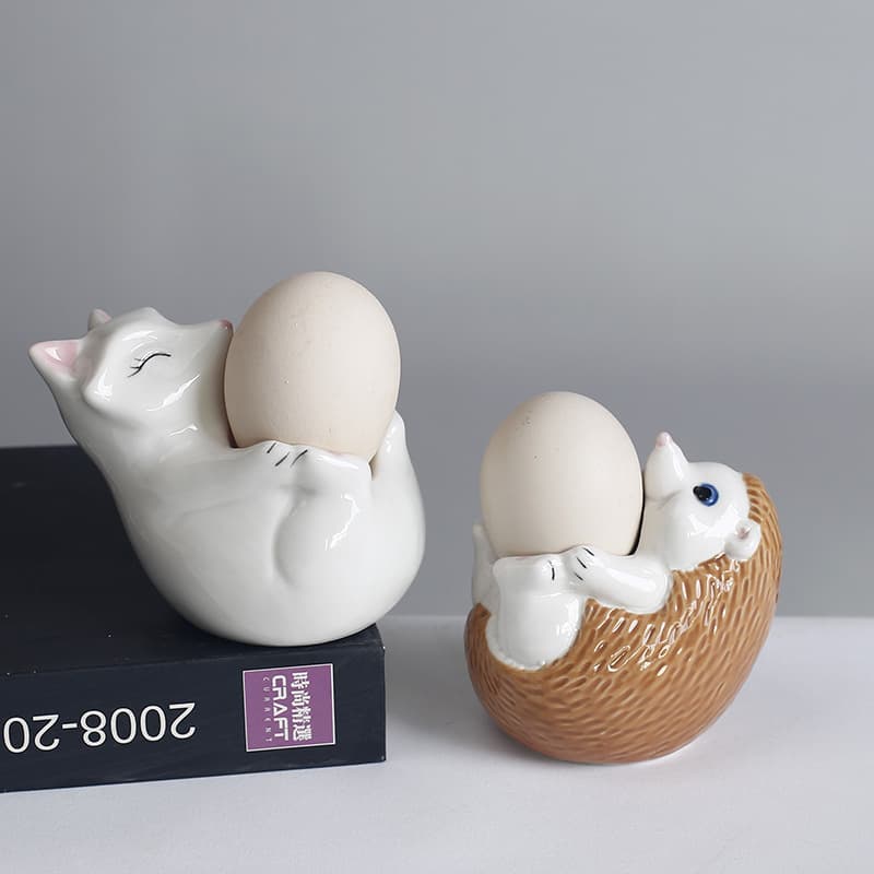 Cross-border Cartoon Animal Ceramic Egg Cup Breakfast Egg Holder Cute Fresh Minimalist Desktop Living Room Home Decor