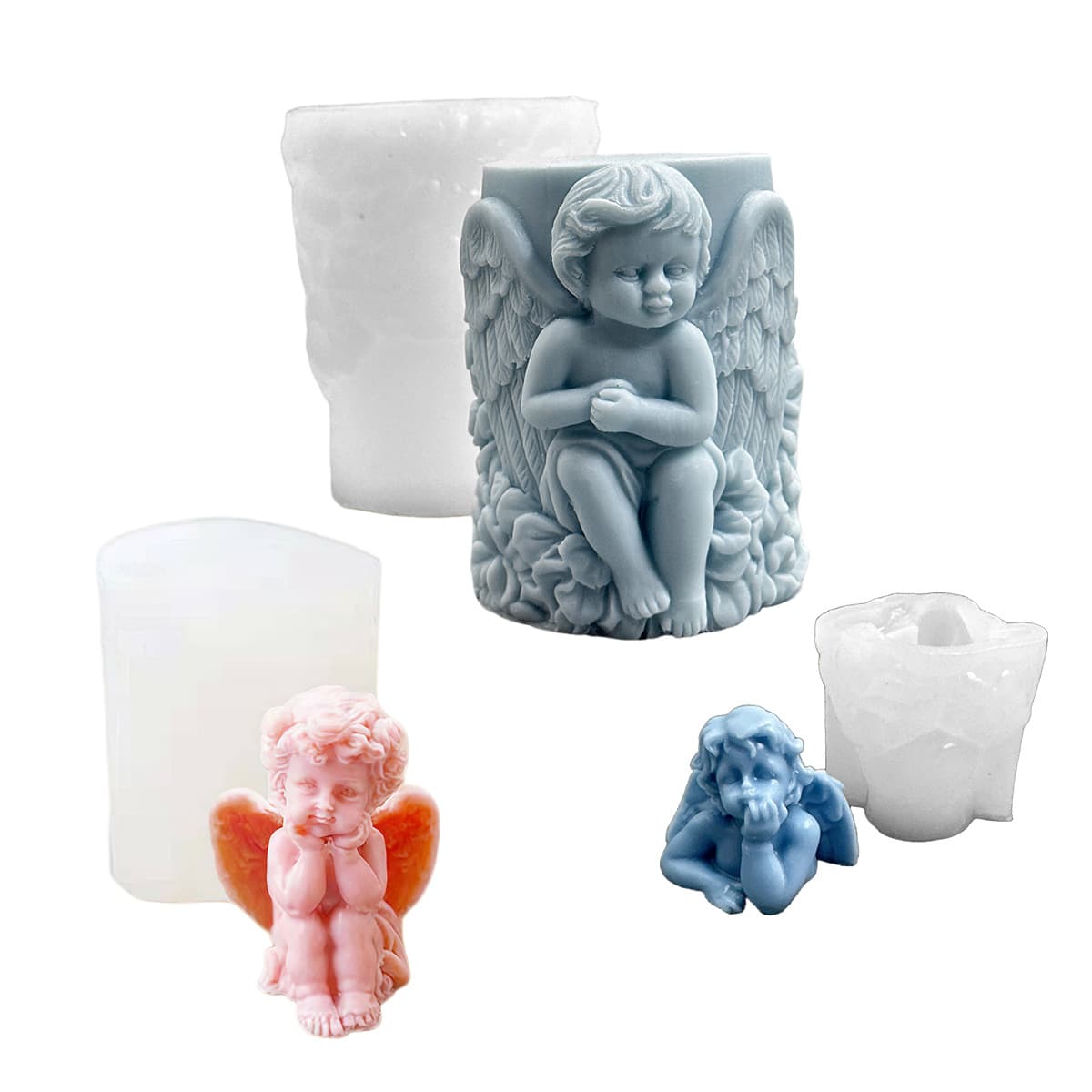 Multiple Little Angel Scented Candle Silicone Mold, Plaster Ornament, Aromatherapy Stone, Resin Casting Mold
