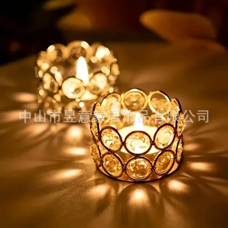 Cross-border ins crystal candle holder wedding candle vessel Christmas candle cup ins style candle holder home gift box