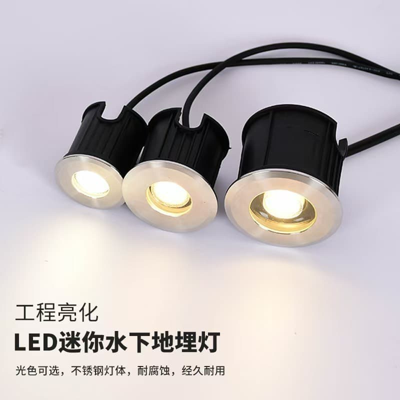 LED underwater star ground light, pool stainless steel recessed staircase square outdoor waterproof low-profile ground light