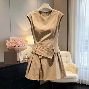 French Style Sleeveless Vest Dress for Women 2026 Summer New Collection Waist-Cinching Slimming A-Line Short Dress