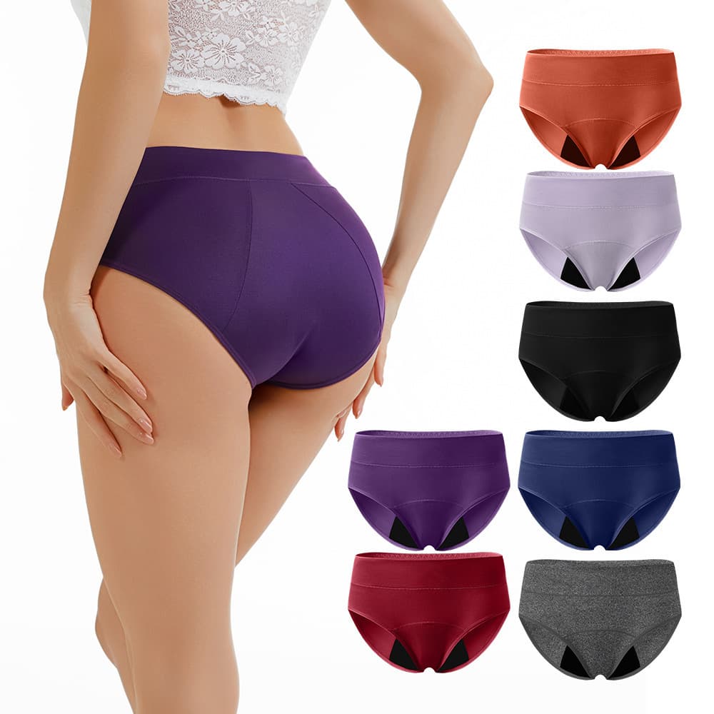 New Women's Period Panties, Mid-Waist Solid Color, Breathable, Moisture-Wicking Crotch, Girls' Underwear for European and American Markets