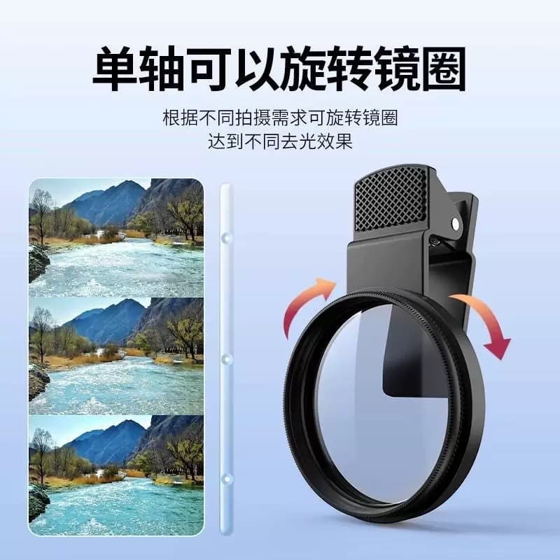 Cindi CPL Polarizing Lens Filter for Universal Phone Use to Reduce Water Surface Glare and Shoot Through Glass/Plants