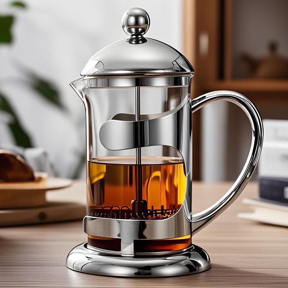 Thick Glass French Press with Stainless Steel Filter, Heat-resistant for Flower Tea and Coffee, Household Filter Press Teapot