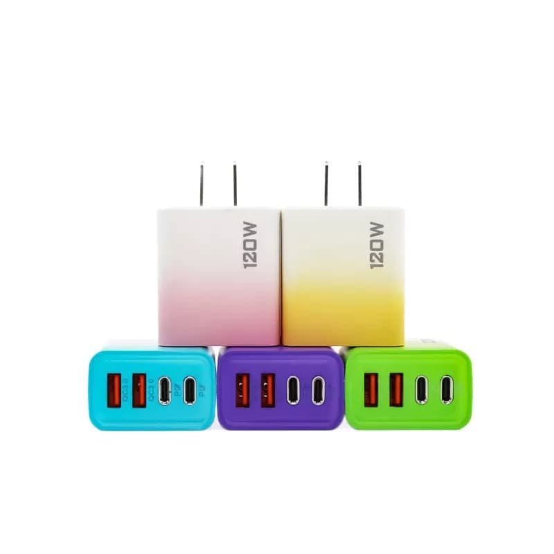 Smart Fast Charging Multi-Port Charger 2 USB Dual PD Gradient Color Multi-Port Charger US/EU Standard Cross-border