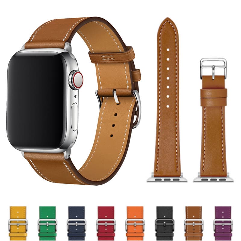 Compatible with Apple Watch 9 Hermès Leather Watch Band iWatch 8 Business Microfiber Genuine Leather Strap