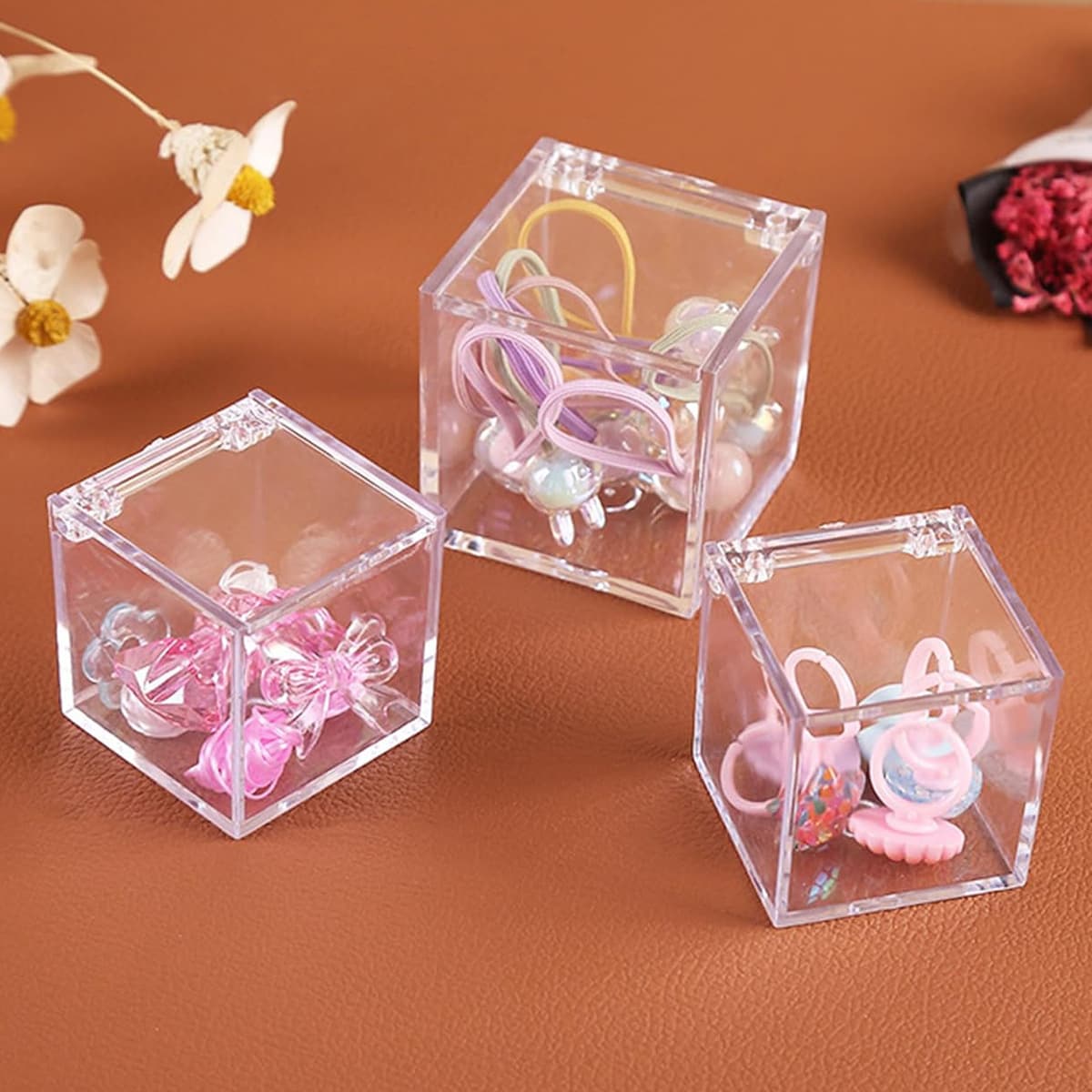 Transparent Flip Lid Box Square Acrylic Storage Box Thickened Micro Landscape Display Injection Molded Square Box