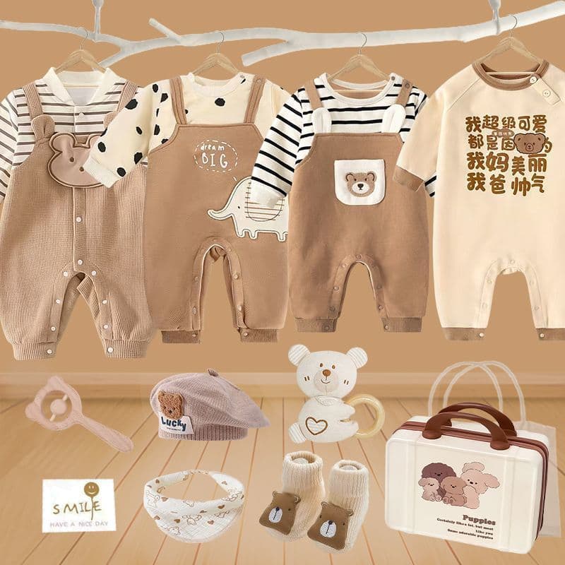 Newborn Baby Clothing Gift Set for Boys, Pure Cotton, Full Moon, 100 Days, 1st Birthday, Essential Gift for Friends