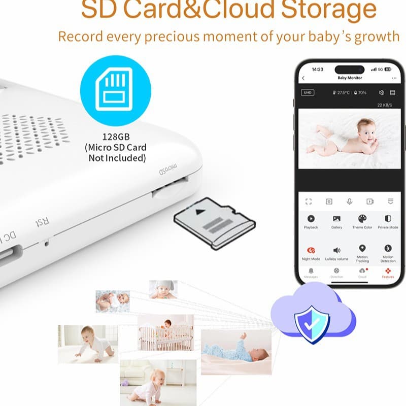 HD 5-Inch Baby Monitor Wireless WiFi Two-Way Talk Night Vision Baby Monitor Tuya Remote Monitoring