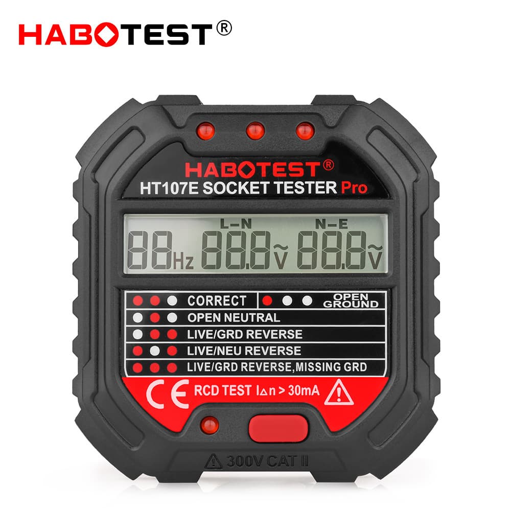 HABOTEST HT107B/D/E Multifunctional Digital Socket Tester Ground Line Detector
