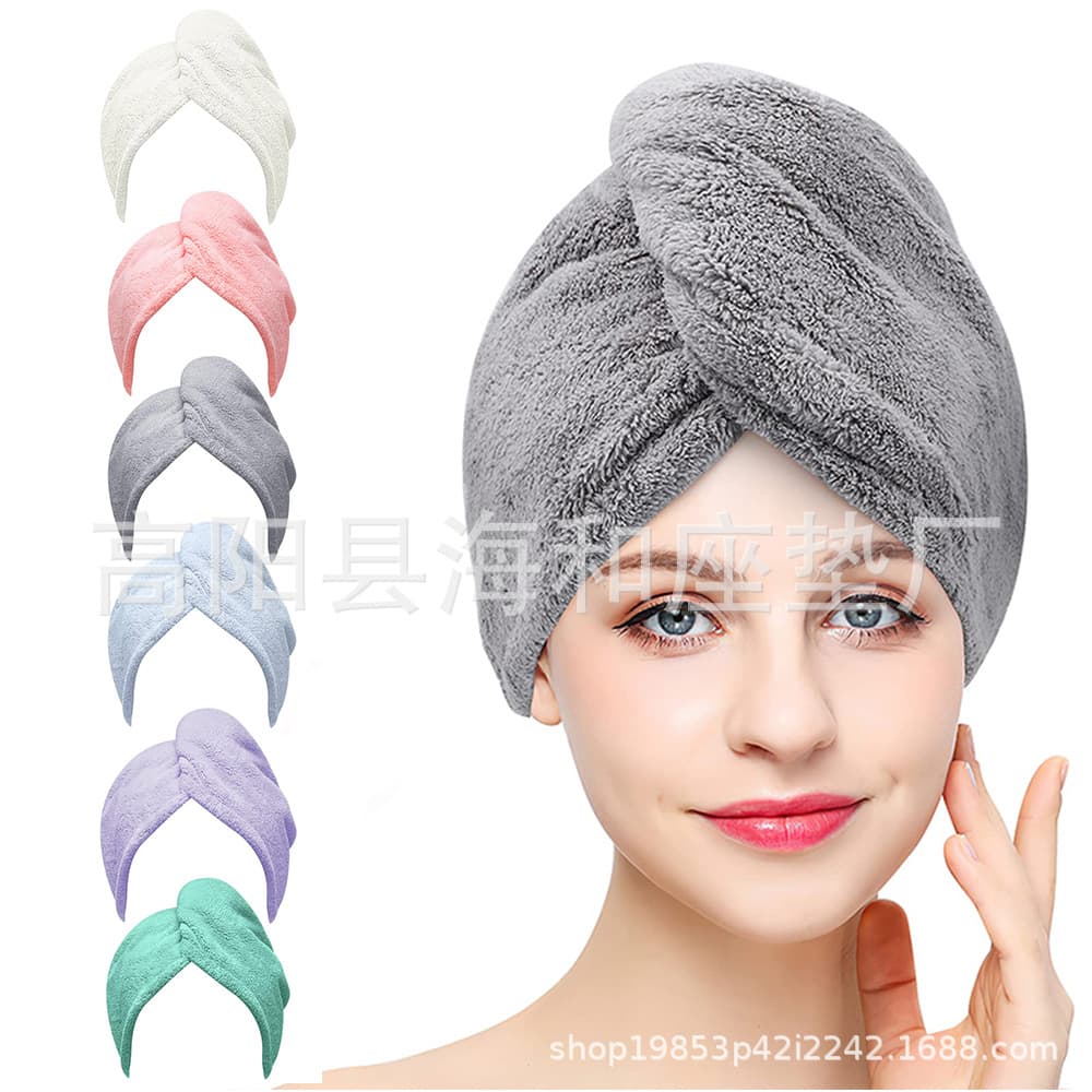 Manufacturer wholesale cross-border European and American microfiber coral velvet dry hair cap, water-absorbent and quick-drying turban, dry hair towel, shower cap