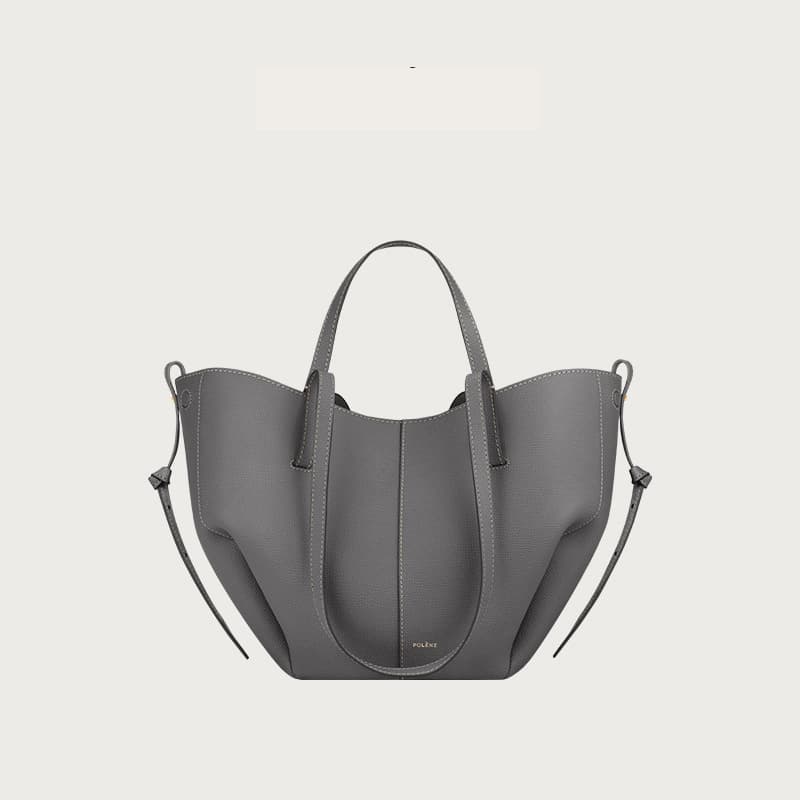 Genuine Polene Women's Bag Cowhide Large Capacity Tote Bag Pleated Po Handbag Shoulder Underarm Bag Fashion Trend