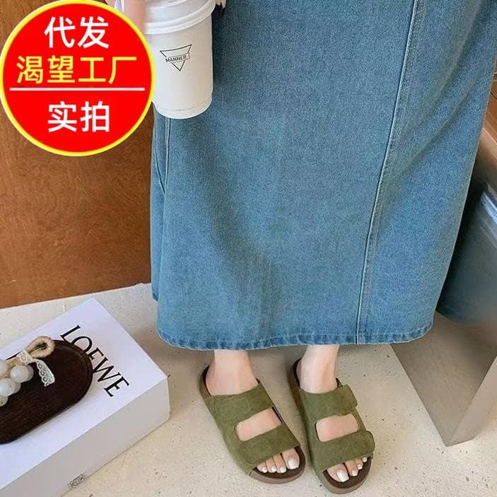 2026 Summer New Style Retro One-Strap Birkenstock Platform Height-Increasing Open-Toe Beach Home Slippers