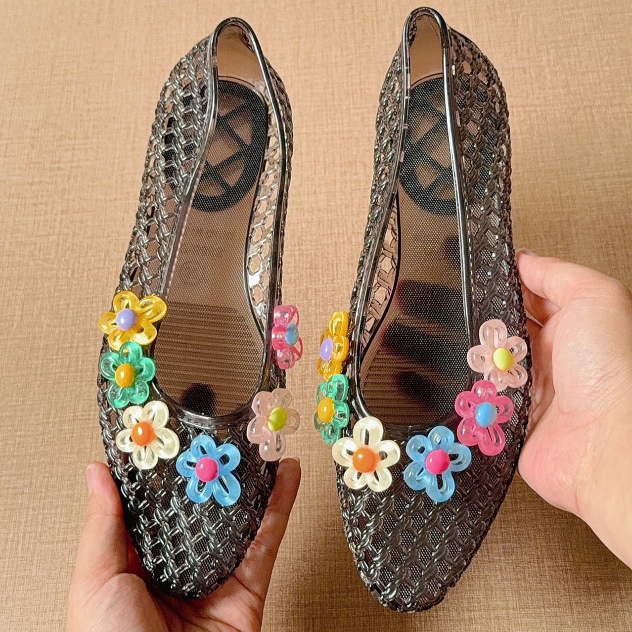 Korean Jelly Shoe Croc Accessories Shoe Flower Decoration High-Quality Colorful Bead Flower Shoe Buckle Compatible with DIY Shoe Buckle