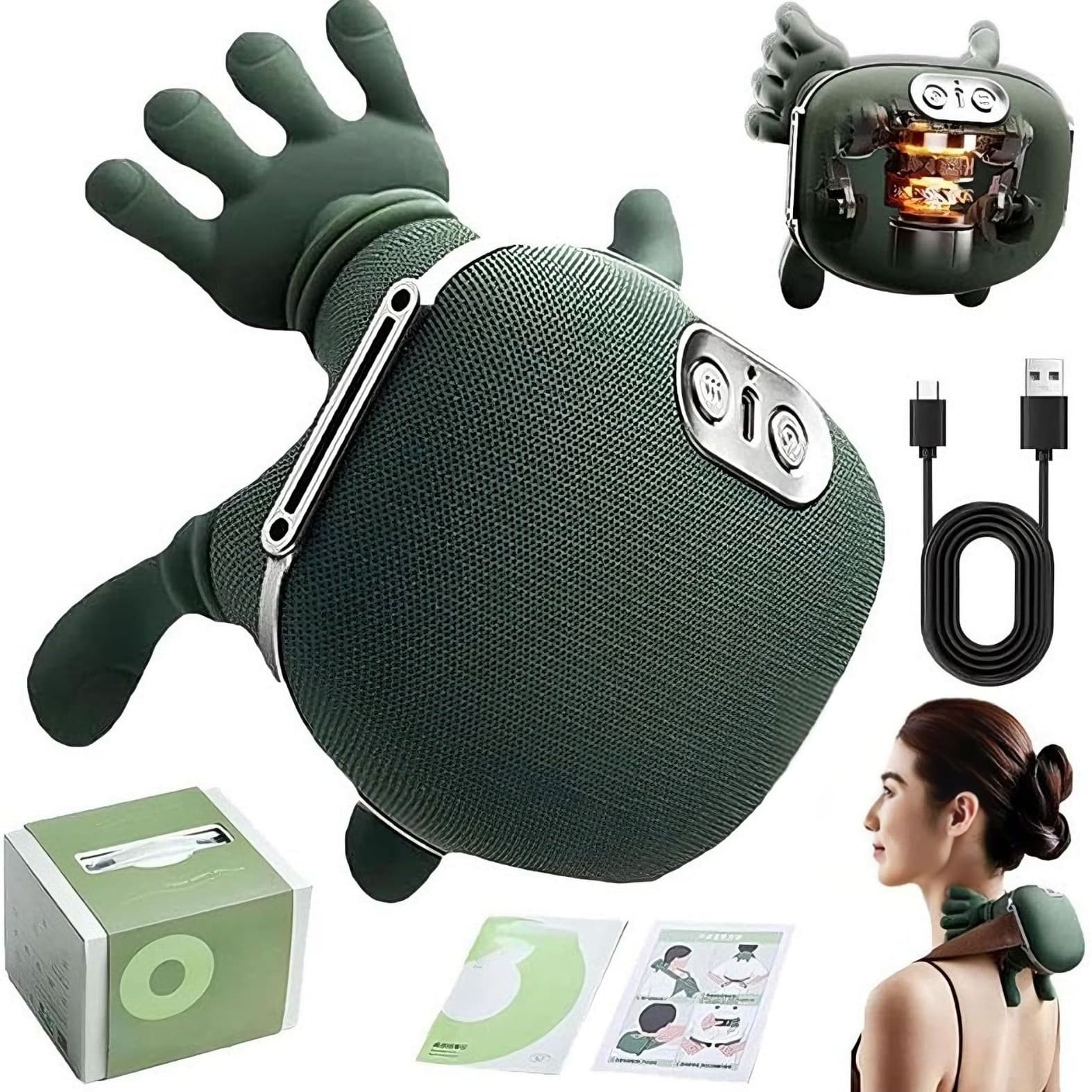 Cross-border Amazon Simulation Shoulder and Neck Massager Multifunctional Home Cervical Massager with Heating Kneading Massage Shawl