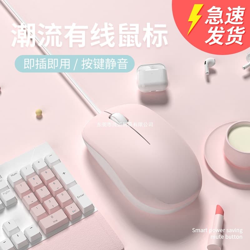 Wired Silent Mouse for Women, Universal for Home/Office Laptop and Desktop Use, Compatible with Lenovo Wireless Standard