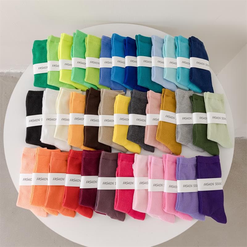 Spring and Summer New Women's Solid Color Socks Color Socks Candy Color Women's Stack Socks Midlength Socks Dopamine Color Dance Socks
