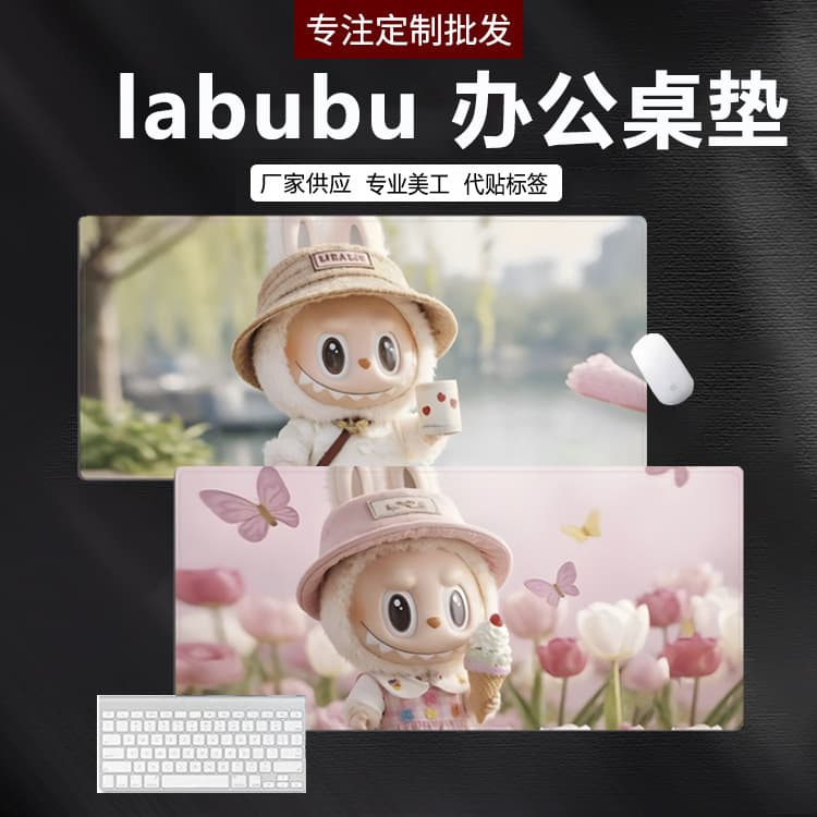 Custom Large Labubu Mouse Pad, IP Computer Office Notebook Anti-Slip Gaming Personalized Cartoon Desk Mat for Women