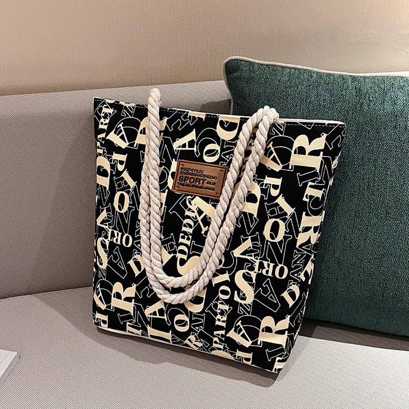 Bags for Women 2024 New Printed Canvas Bag Fashion Korean Style Large Capacity Shopping Bag Hand-held Shoulder Bag