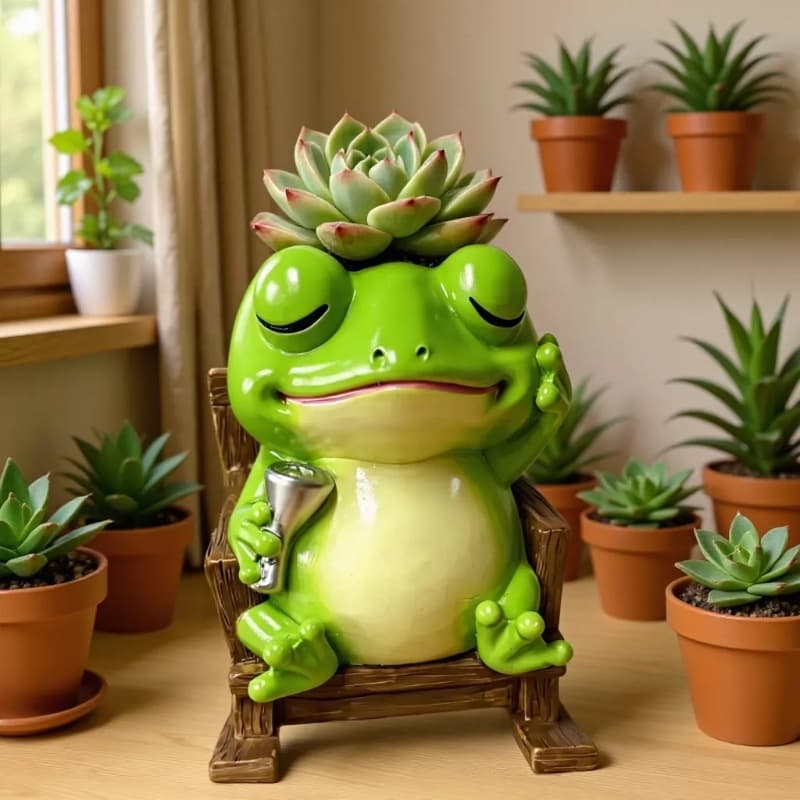 Cross-border cute frog ornaments, emotional stability workstation desktop decompression flower pots, landscaping decorations, creative ornaments