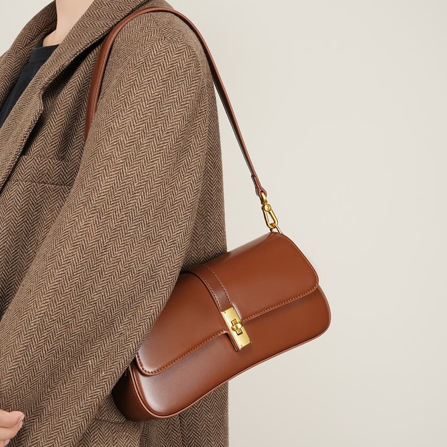 High-Quality Leather Mini Baguette Bag for Women 2025 New Versatile Shoulder and Crossbody Bag