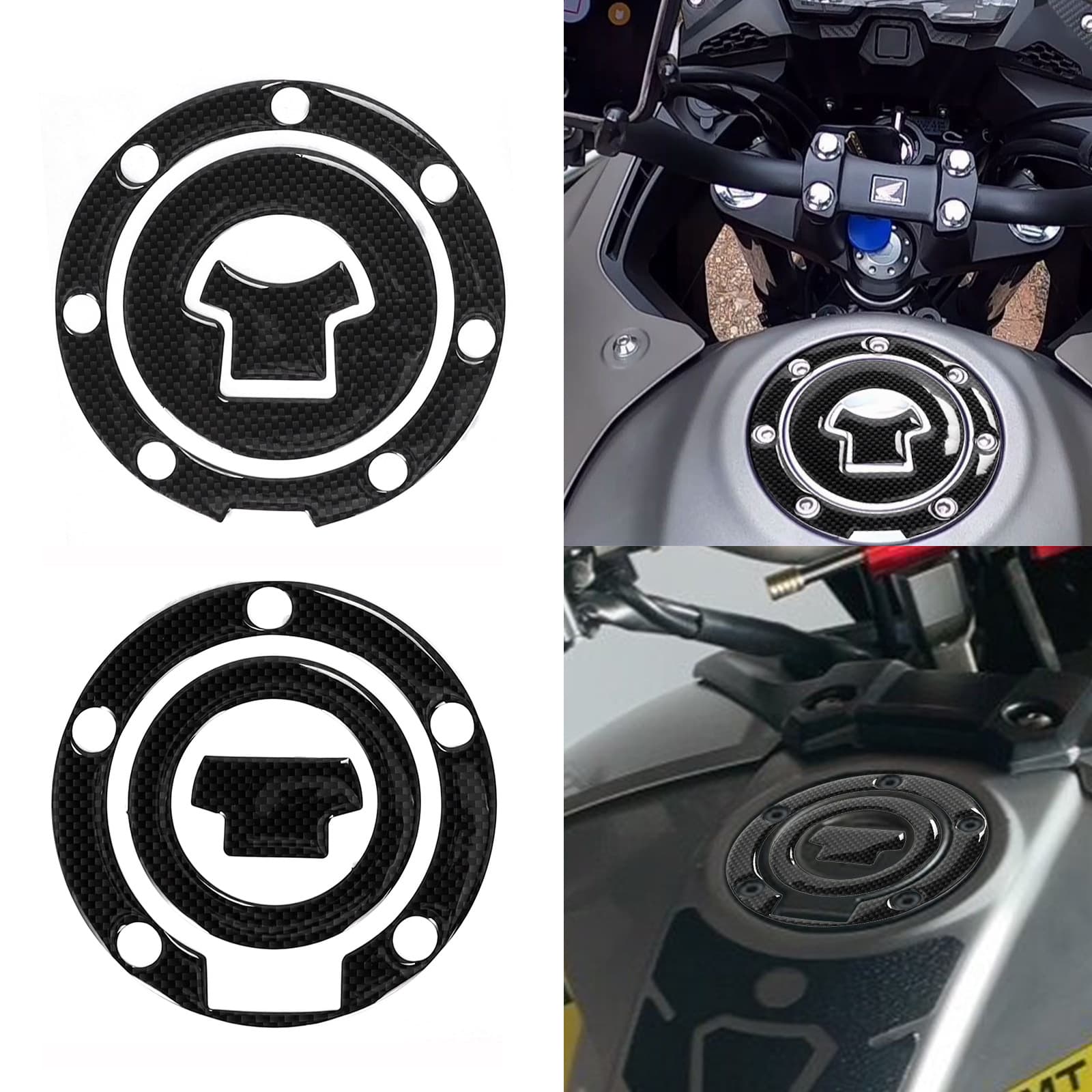 Motorcycle Fuel Tank Cap Sticker for Honda Kawasaki Yamaha Suzuki Carbon Fiber Texture 3D Decal