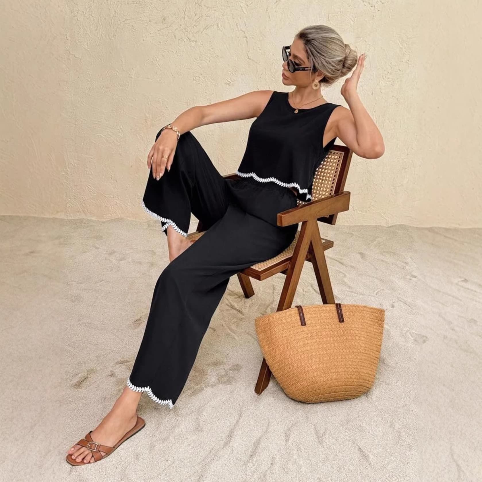 Women's Fashion Vacation Casual Camisole Top and Pants Two-Piece Set