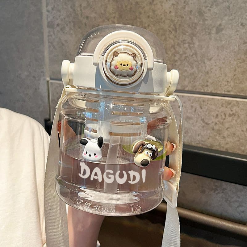 Viral Water Cup for Women, Large Capacity Plastic Cup with Straw, Ton Bucket Ton Water Bottle, Portable Tea Separation Brewing Big Belly Cup