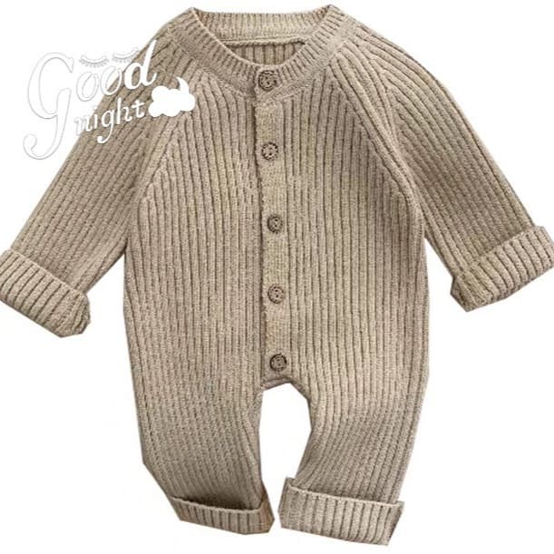 2024 Spring Newborn Baby Clothes Stylish Versatile Infant Solid Color Knitted Romper Baby Onesie