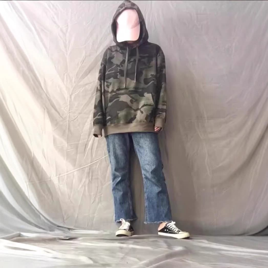 2026 New Camo Knit Terry Fabric Spring Autumn Men's Loose Casual Hoodie Hooded Jacket American Style