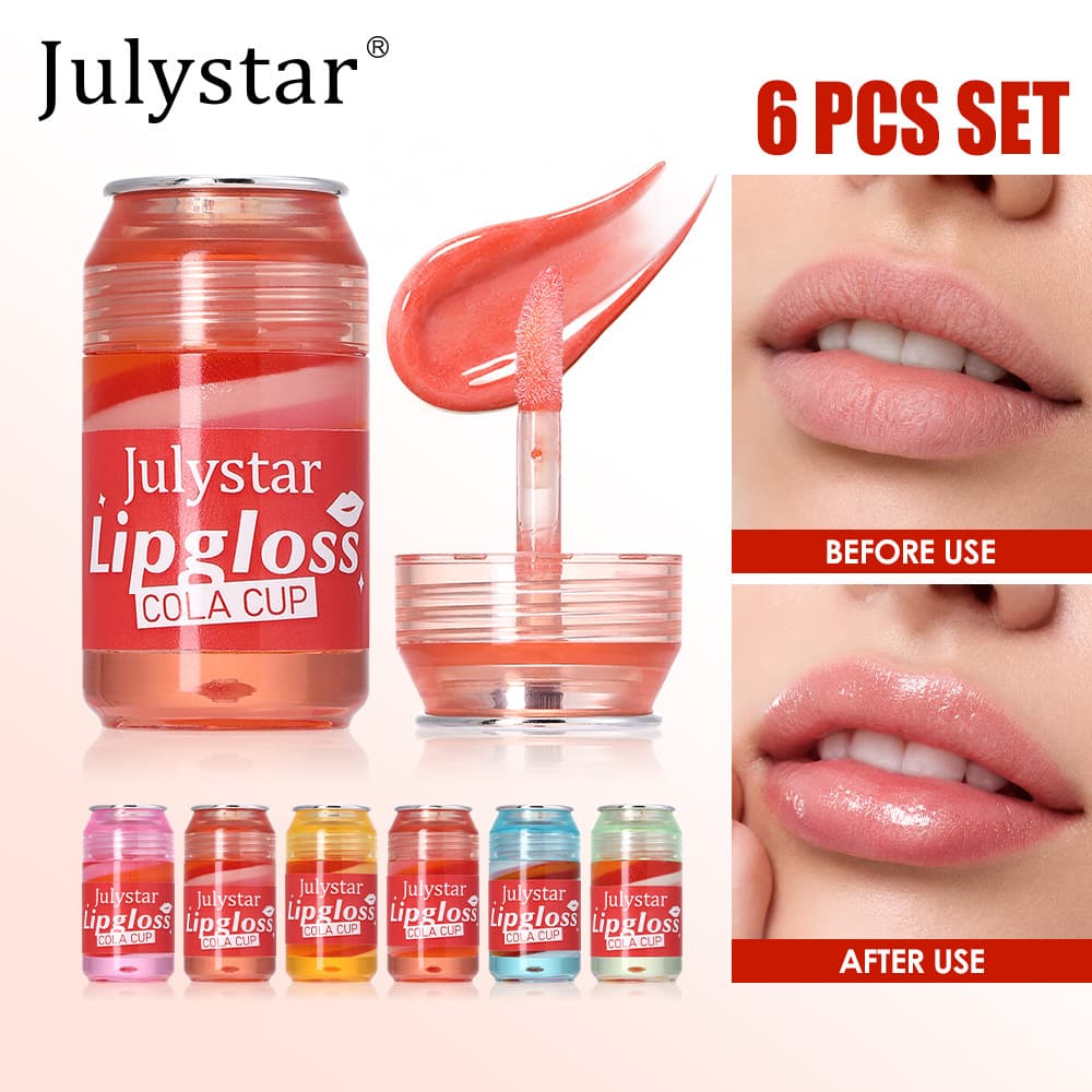 European and American foreign trade specializes in pearlescent fine glitter hydrating and moisturizing lip gloss six-piece set water-glossy mirror pouty lip gloss