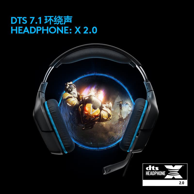 G43 Wired Over-Ear Gaming Headset with Microphone, 7.1 Channel Stereo, Lol, Pubg, Logitech Copper