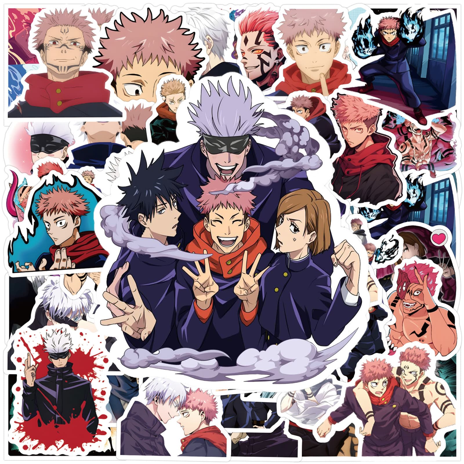55 Japanese Anime Jujutsu Kaisen Graffiti Stickers, Waterproof Stickers for Planners, Water Bottles, and Notebooks