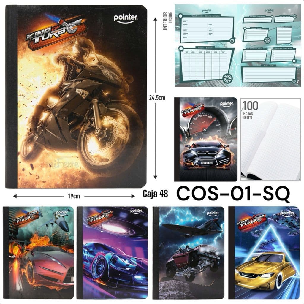 Foreign Trade South America Pointer Boy Motorcycle Skateboard Sports Notebook Grid Notebook Exercise Book